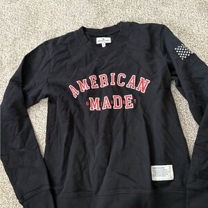 American Giant Black Sweatshirt with Red Accents